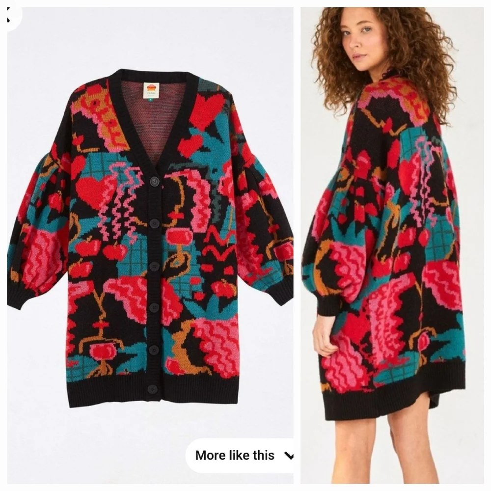 S/M Farm Rio Lovers Apple Cardigan - Picture 1 of 7